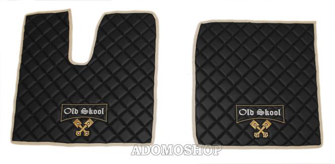 Kunstlederfußmatten für Man TGX ab 2018 beige-schwarz-Old Skool 