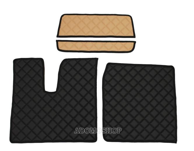 Kunstlederfussmatten für MAN TGX ab 2007 automatik 2 Schubladen cappucino-schwarz-mat 