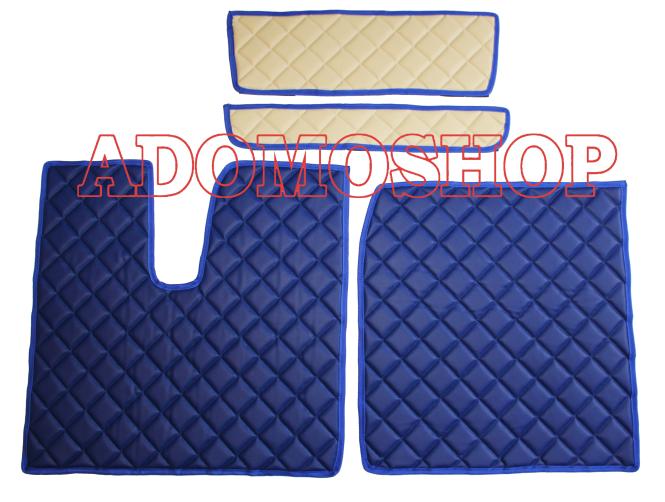 Kunstleder fussmatten für MAN TGX ab 2007 automatik 2 Schubladen beige-blau-matt 