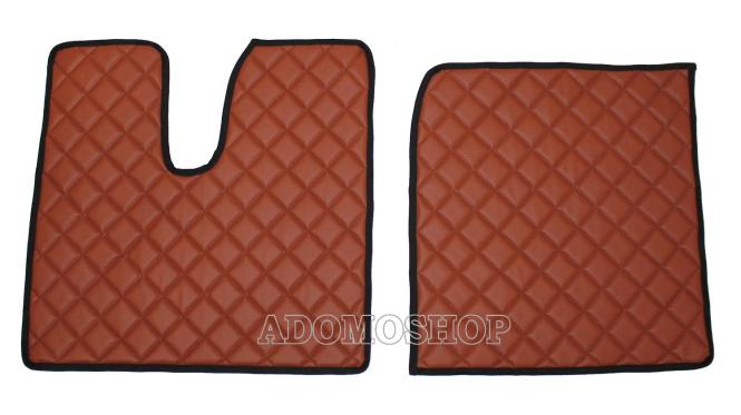 Kunstlederfußmatten für Man TGX ab 2018, mit 1-er Schublade, braun 