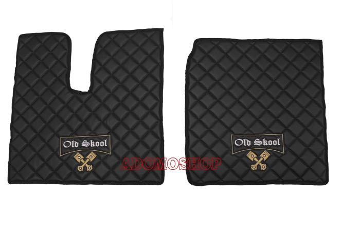 Kunstlederfußmatten für Man TGX ab 2018 grau-schwarz-Old Skool 