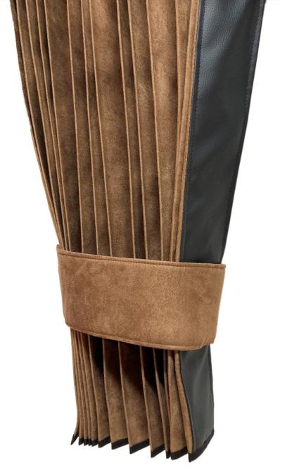 LKW Gardinen in Plissee-Look mit 2 Rückhalterbändern, braun-schwarz 