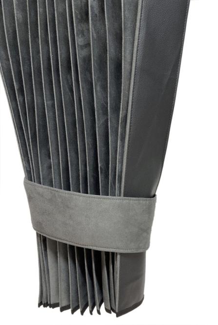 LKW Gardinen in Plissee-Look mit 2 Rückhalterbändern, grau-schwarz 