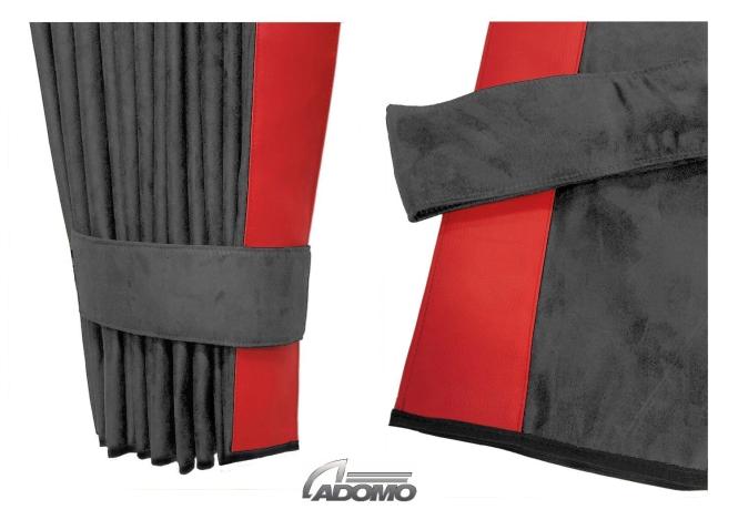 2 Seitengardinen für Scania S ab 2017 grau - rot OHNE oder MIT old skool 