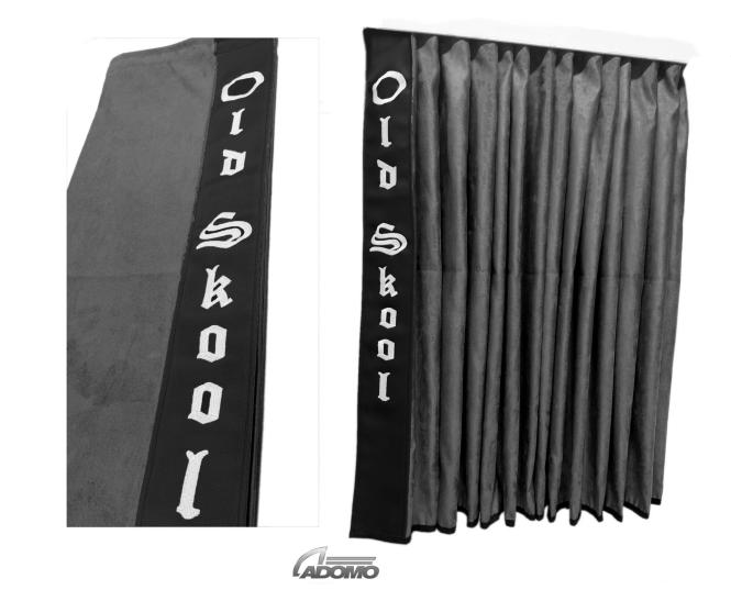 2 Seitengardinen für MAN TGX, TGS ab 2020 grau - schwarz OHNE oder MIT old skool 