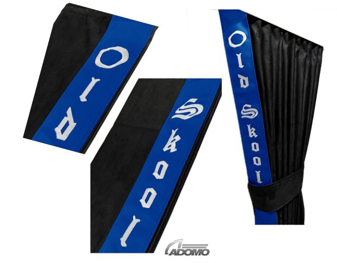 2 Seitengardinen für Scania S ab 2017 schwarz - blau OHNE oder MIT old skool 