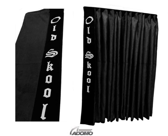 2 Seitengardinen für Scania R New Generation ab 2017 schwarz - schwarz OHNE oder MIT old skool 