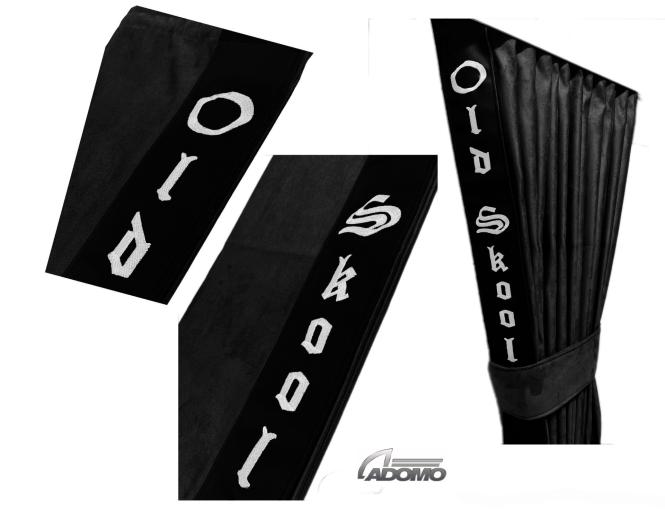 2 Seitengardinen für MP5 MP4 ACTROS L ab 2024 schwarz- schwarz OHNE oder MIT old skool MIT old skool