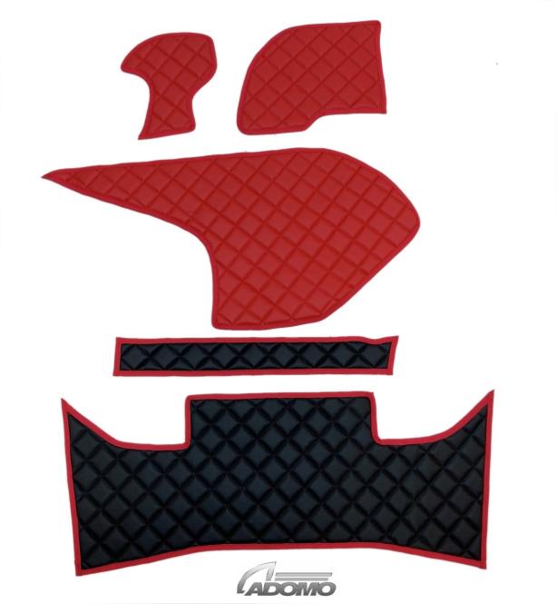 Kunstlederfußmatten mit Sitzsockel für DAF ab 2021 XG, XG+ klappbar schwarz-rot 