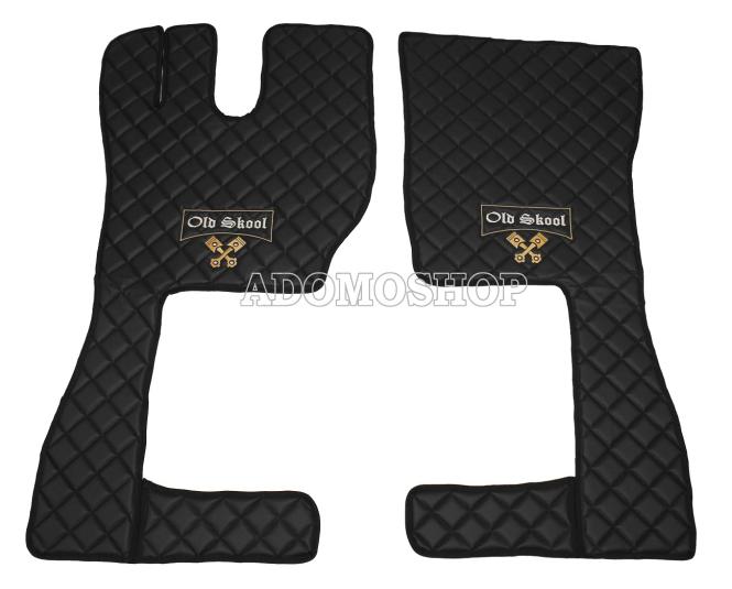 Kunstleder Fußmattenset für Volvo FF4, FH5  in cappuccino-schwarz matt Old Skool 