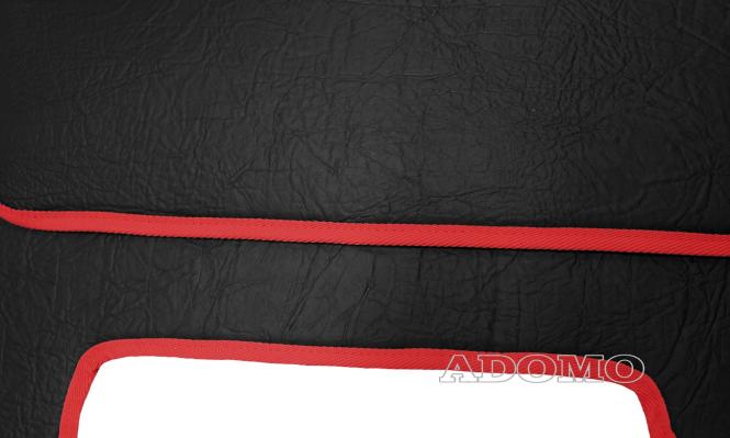 Kunstlederfußmatten mit Sitzsockel für Volvo FH4, FH5 schwarz-glatt, Umr. rot, Beifahrersitz DREHBAR 