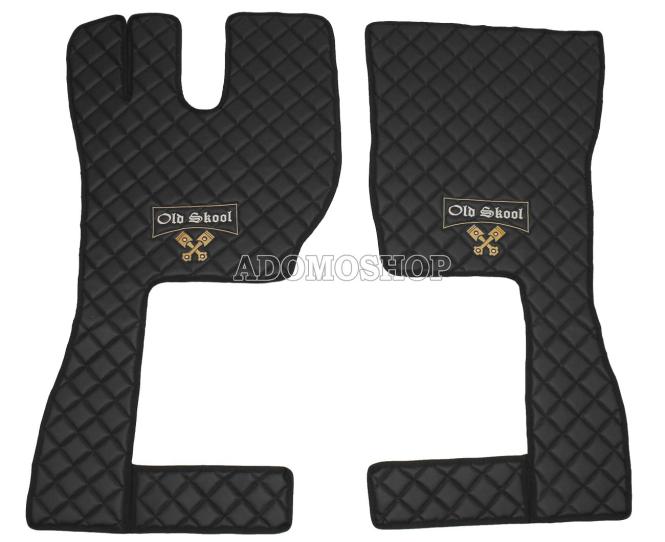 Kunstleder Fußmattenset für Volvo FH4, FH5 in schwarz-braun-matt, Old Skool 