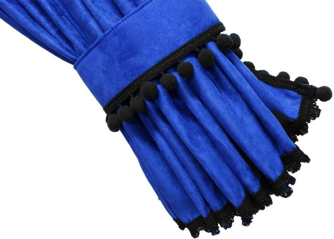 Gardinen für MAN TGX XXL und TGA XXL bis 2020 blau-schwarz, Pompoms/Kugel 