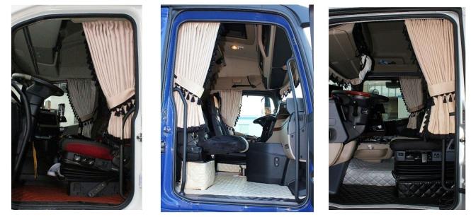 Lkw Gardinen für Scania R new Generation ab 2017 gratis Gardinenhaken beige - schwarz 