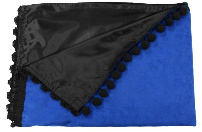 Gardinen für MAN TGX TGS ab 2020 blau - schwarz Pompoms / Kugel MIT Borde