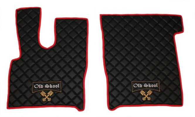 Kunstlederfußmatten  für DAF XF 106 ab 07/2017 schwarz - rot Old Skool 