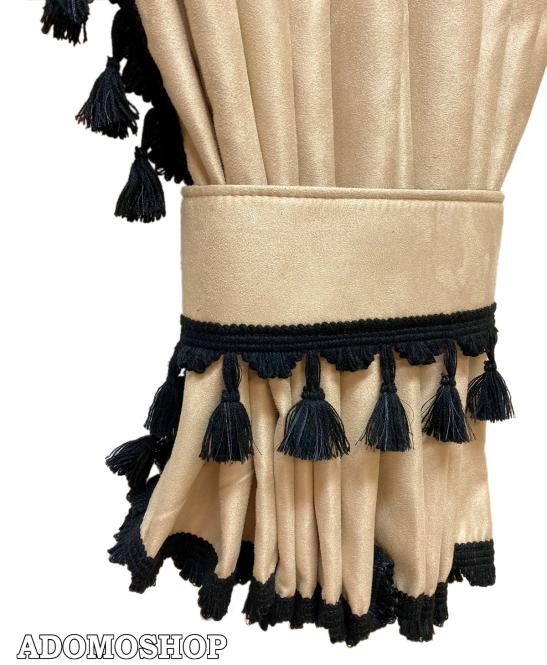 Lkw Gardinen mit Bettvorhang für Scania S ab 2017 beige-schwarz, Gleiter gratis 