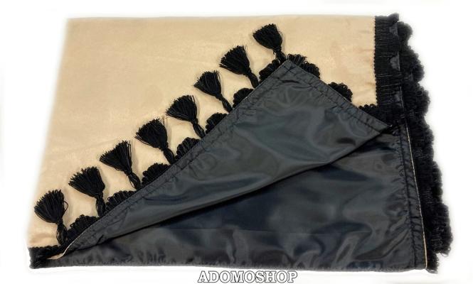 LKW Gardinen für DAF ab 2021 XG XG+ XF, Beige-Schwarz, Fransen 6cm, Gleiter gratis 