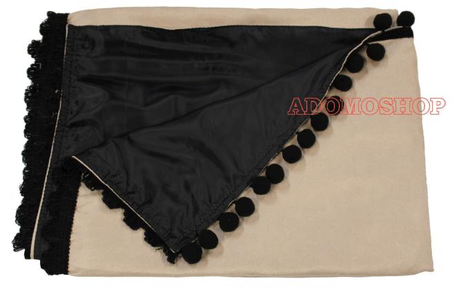 Man Gardinen für TGX, TGS ab 2020, beige-schwarz, Pompoms/Kugel 