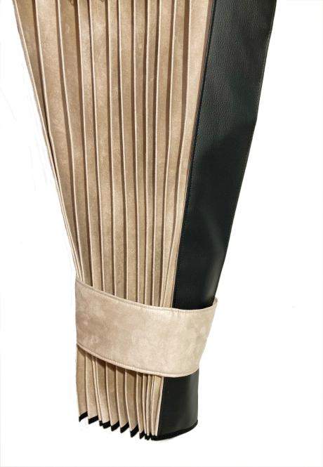 LKW Gardinen in Plissee-Look mit 2 Rückhalterbändern und Frontscheibenborde , beige-schwarz 