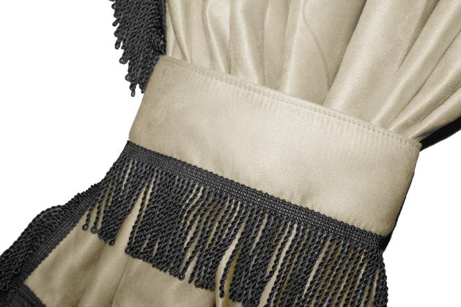 Lkw Gardinen für Scania R New Generation ab 2017 , beige-schwarz, gratis Gardinenhaken 