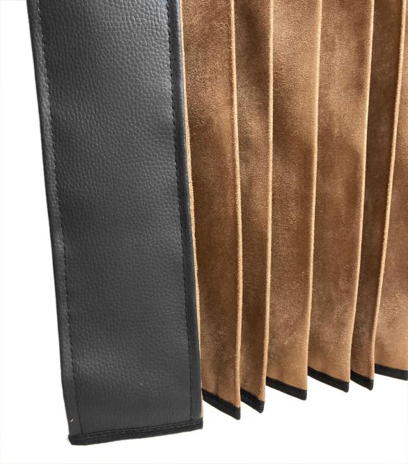 LKW Gardinen in Plissee-Look mit 2 Rückhalterbändern und Frontscheibenborde , braun-schwarz 