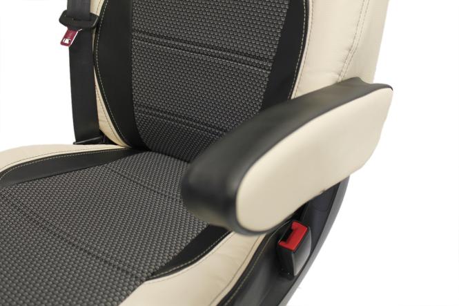 Sitzbezüge aus Kunstleder für , xf 106 mit Grammersitzen, beige, ohne Logo 