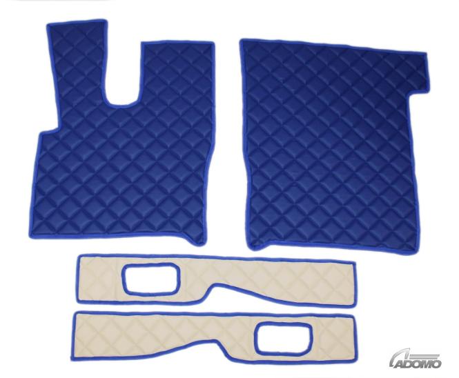 Kunstlederfußmatten mit Sitzsockel für DAF XF 106 ab 07/2017 beige-blau-matt 