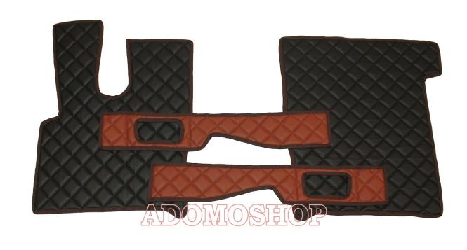 Kunstleder Fußmatten für DAF XF 106 mit Sitzsockel schwarz - braun 