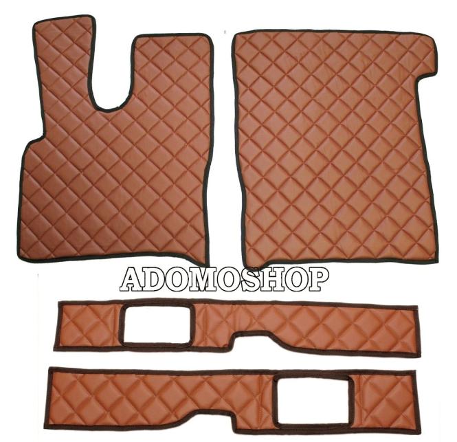 Kunstleder Fußmatten für DAF XF 106 mit Sitzsockeln - Braun 