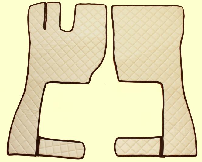 Kunstlederfussmatten mit Sitzsockel für Volvo FH4 FH5, Beifahrersitz drehbar, beige-matt 