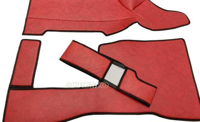 Kunstlederfußmatten mit Sitzsockel für Volvo FH4, FH5 rot-schattiert-glatt, Beifahrersitz DREHBAR 