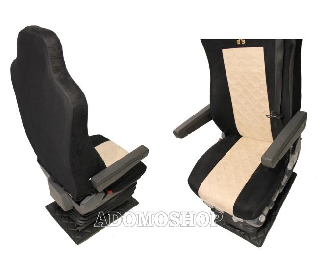 Sitzbezüge für MAN TGX TGA TGL TGM TGS schwarz-beige 2 Gurt Old Skool 