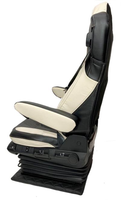 Sitzbezug aus Kunstleder NUR Fahrerseite für Actros MP4 und MP5  beige - schwarz, ohne Logo 
