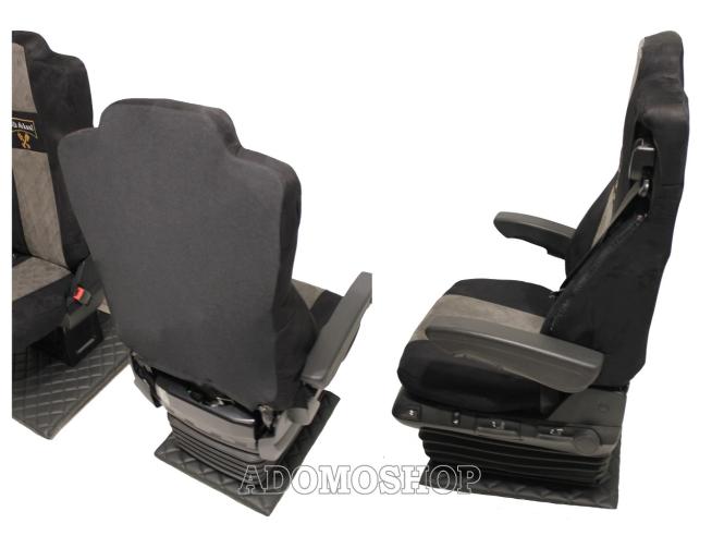 Sitzbezüge für Actros L ab 2022 MP5 und MP4 Beifahrersitz luftgefedert schwarz-grau Old Skool 