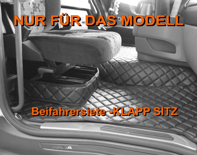 Kunstleder Fußmatten für SCANIA R ab 2017 New Generation, klappbarer Beifahrersitz in Schwarz-glatt ,Umr. rot 