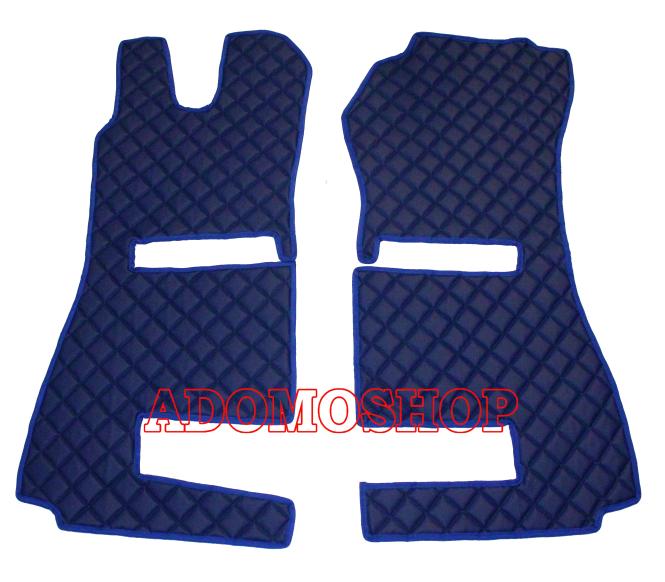 Kunstleder Fussmatten für Scannia R ab 2013 mit neuem Recarositz in blau-beige Luftgefedert 