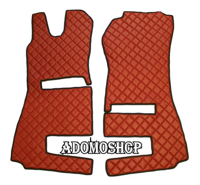 Fussmatten aus Kunstleder für Scania R ab 2013 mit neuem Recarositz in braun klappbar 