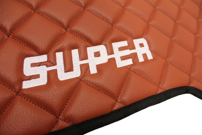 Kunstleder Fußmatten für SCANIA R ab 2017, klappbarer Beifahrersitz in braun, SUPER 