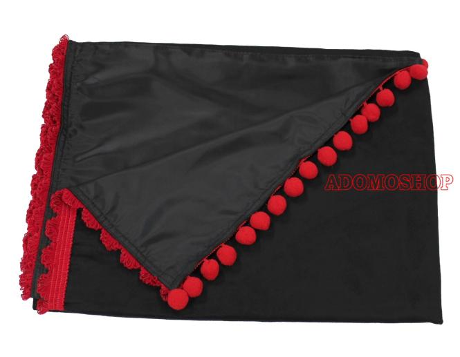 Gardinen für Iveco S-Way, Hi-Way, Stralis Schwarz-Rot, Pompoms/Kugel 