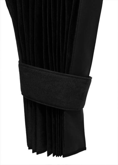 LKW Gardinen in Plissee-Look mit 2 Rückhalterbändern und Frontscheibenborde , schwarz-schwarz 