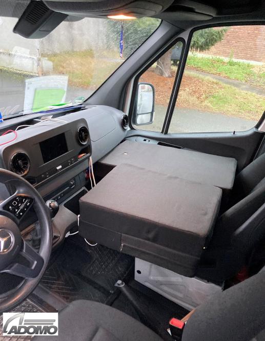 Zusatzbett, Matratze, Camper Bett für Mercedes Sprinter, 3-Teilig mit Transporttasche, schwarz 