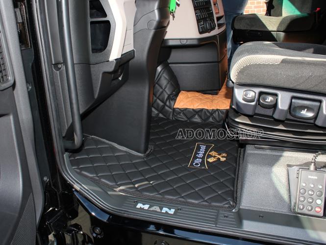 Kunstlederfußmatten für Man TGX ab 2018 cappuccino - schwarz Old Skool 