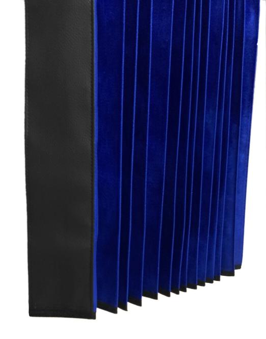 LKW Gardinen in Plissee-Look mit 2 Rückhalterbändern, blau-schwarz 