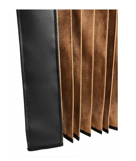 LKW Gardinen in Plissee-Look mit 2 Rückhalterbändern, braun-schwarz 