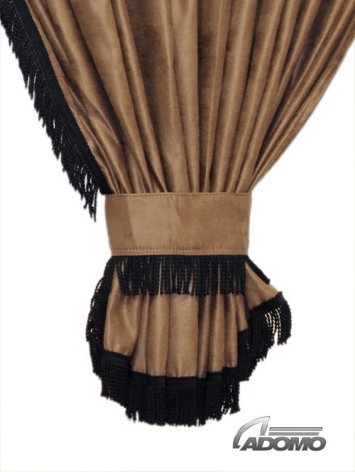 Lkw Gardinen für Volvo FH5, FH4, FH, braun-schwarz, gratis Gardinenhaken 