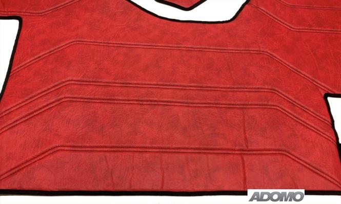 Kunstlederfußmatten Set für MP5 MP4 ACTROS L ab 20245 klappbarer Beifahrersitz, Kunstleder rot - glatt mit extra Steppung, Sockel 13cm 