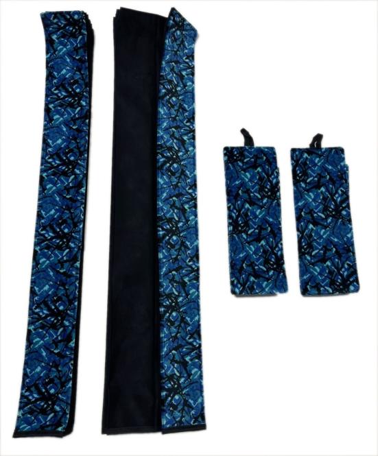 LKW Gardinen mit Kante aus dänisch Plüsch in blau mit 2 Rückhaltebändern 