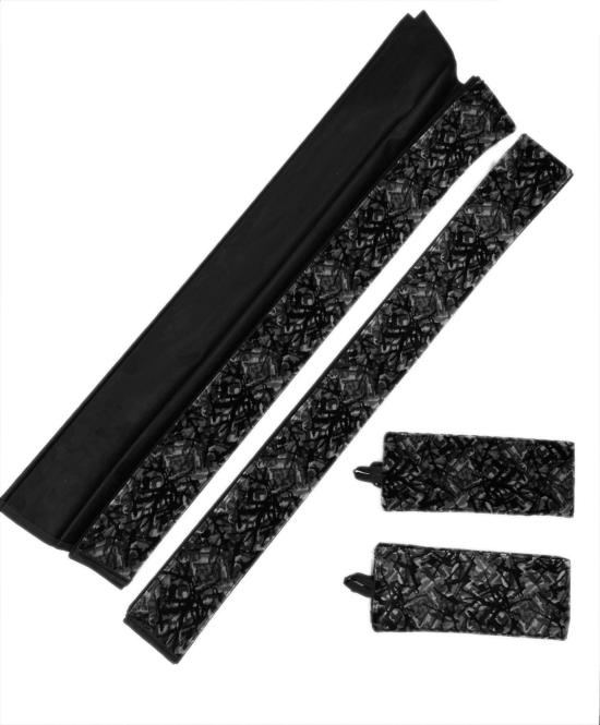 LKW Gardinen mit Kante aus dänisch Plüsch in grau mit 2 Rückhaltebändern 