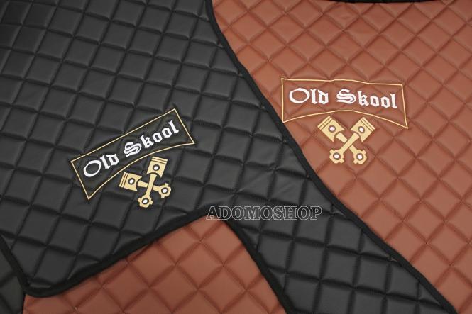 Kunstleder Fußmattenset für Volvo FH4, FH5 in schwarz-braun-matt, Old Skool 